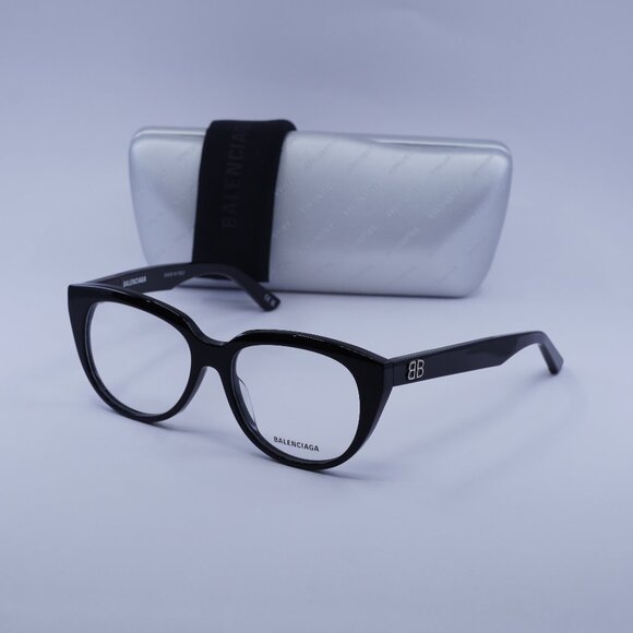 Balenciaga BB0131O 001 Cat Eye Eyeglasses 53mm - Black - Picture 1 of 9
